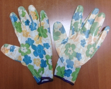 Перчатки нейлоновые с нитриловым покрытием цветочек